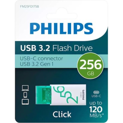 Philips Click Series Gen 1 256GB USB 3.2 Stick με σύνδεση USB-C Λευκό