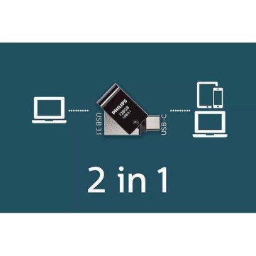 Philips 2in1 Usbc Stick 128GB USB 3.1 Stick με σύνδεση USB-C Μαύρο