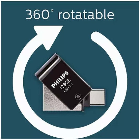 Philips 2in1 Usbc Stick 128GB USB 3.1 Stick με σύνδεση USB-C Μαύρο
