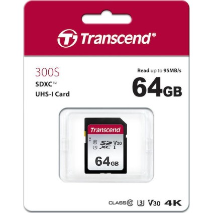 Transcend 300s SDXC 64GB U1 V30 UHS-I 95MB/s