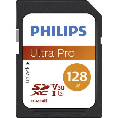 Philips FM12SD65B SDXC 128GB U3 V30 A1 UHS-I με αντάπτορα
