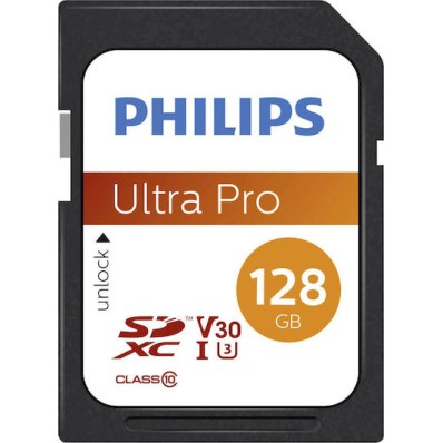 Philips FM12SD65B SDXC 128GB U3 V30 A1 UHS-I με αντάπτορα