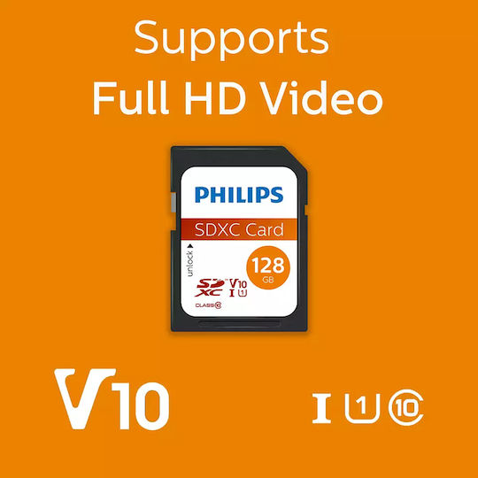 Philips SDXC 128GB U1 V10 Default Speed 80MB/s