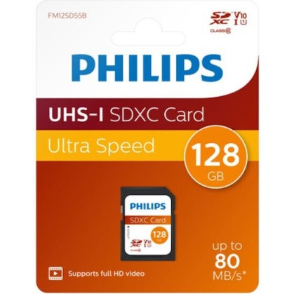 Philips SDXC 128GB U1 V10 Default Speed 80MB/s