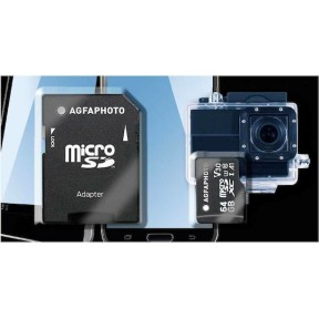 AgfaPhoto Professional microSDXC 64GB U3 V30 A1 High Speed 100MB/s με αντάπτορα