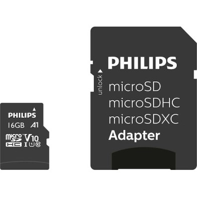 Philips microSDHC 16GB U1 V10 A1 UHS-I 80MB/s με αντάπτορα
