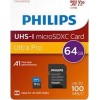 Philips Ultra Pro microSDXC 64GB U3 V30 UHS-I 100MB/s με αντάπτορα