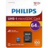 Philips Ultra Pro microSDXC 64GB U3 V30 UHS-I 100MB/s με αντάπτορα