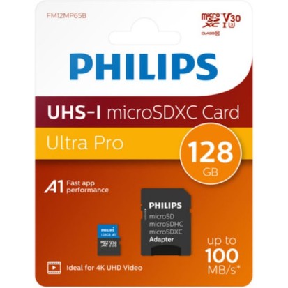 Philips Ultra Pro microSDXC 128GB U3 V30 UHS-I με αντάπτορα