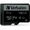 Verbatim Pro microSDXC 128GB U3 V30 UHS-I 90MB/s με αντάπτορα