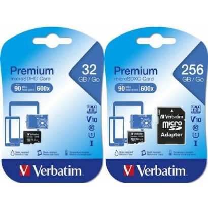 Verbatim Premium microSDHC 32GB U1 High Speed 10MB/s