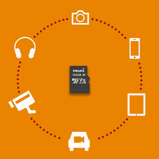 Philips microSDXC 256GB U1 V30 A1 UHS-I με αντάπτορα
