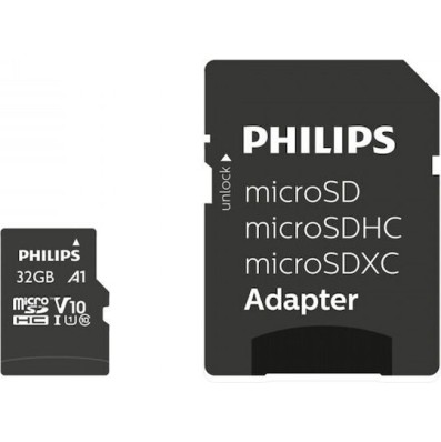 Philips microSDHC 32GB U1 UHS-I 10MB/s με αντάπτορα