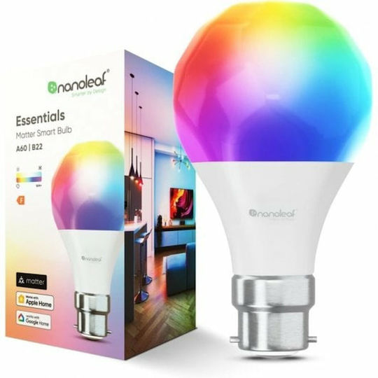 Nanoleaf Smart Λάμπα LED 9W για Ντουί B22 και Σχήμα A60 RGB 806lm