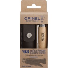 Opinel Νο.08 Σουγιάς Καφέ σε Δερμάτινη Θήκη