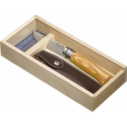 Opinel Νο.08 Σουγιάς Olive σε Δερμάτινη Θήκη