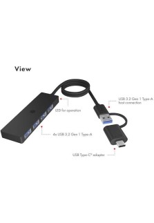 Icy Box USB 3.2 Hub με σύνδεση USB-A / USB-C
