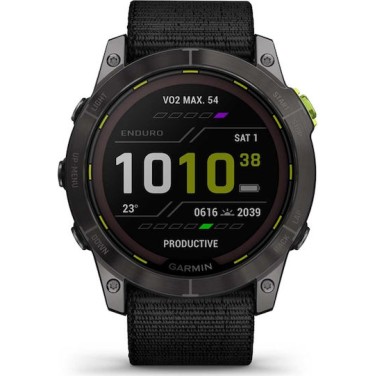 Garmin Enduro 2 Solar Titanium 51mm Αδιάβροχο Smartwatch με Παλμογράφο (Grey DLC Titanium with UltraFit Nylon Strap)