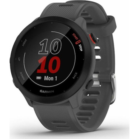 Garmin Forerunner 55 42mm Αδιάβροχο Smartwatch με Παλμογράφο (Monterra Grey)