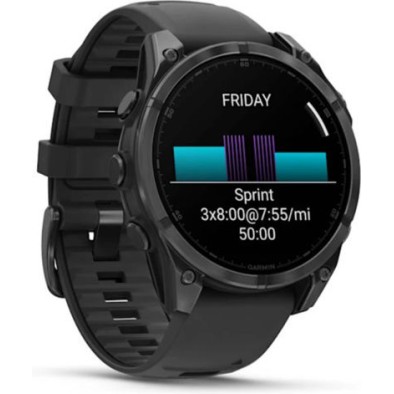 Garmin Fenix 8 Stainless Steel 47mm Αδιάβροχο Smartwatch με Παλμογράφο (Slate Grey With Black Silicone Band)