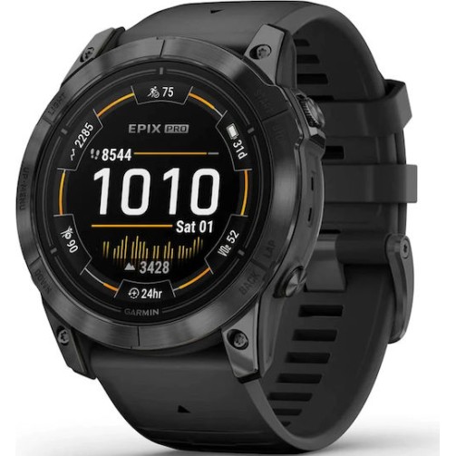Garmin Epix Pro Stainless Steel 51mm Αδιάβροχο Smartwatch με Παλμογράφο (Slate Grey with Black Band)