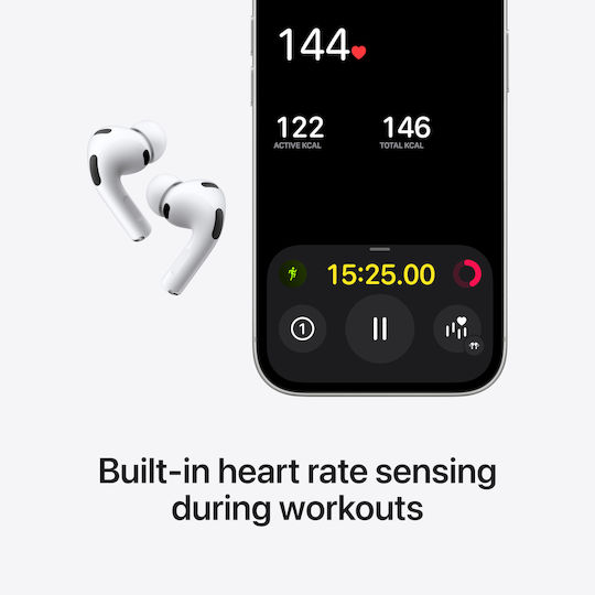 Apple AirPods Pro 3 In-ear Bluetooth Handsfree Ακουστικά με Αντοχή στον Ιδρώτα και Θήκη Φόρτισης Λευκά