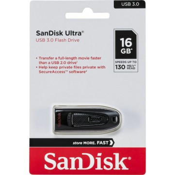 Sandisk Ultra 16GB USB 3.0 Stick Μαύρο