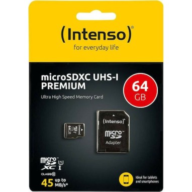 Intenso Premium microSDXC 64GB Class 10 U1 UHS-I με αντάπτορα
