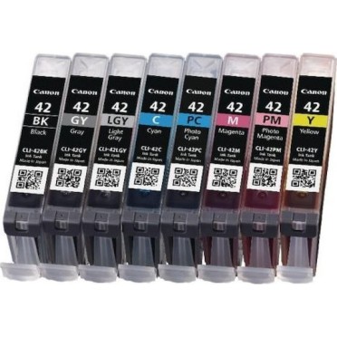 Canon CLI-42 Γνήσιο Πακέτο 8 Μελανιών Εκτυπωτή InkJet Photo Κυανό / Photo Ματζέντα / Ανοιχτό Γκρι / Γκρι / Κίτρινο / Κυανό / Ματζέντα / Μαύρο (6384B010)