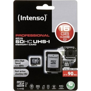 Intenso Professional microSDHC 16GB Class 10 U1 UHS-I με αντάπτορα