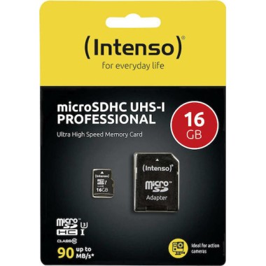 Intenso Professional microSDHC 16GB Class 10 U1 UHS-I με αντάπτορα