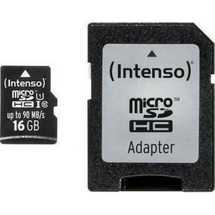 Intenso Professional microSDHC 16GB Class 10 U1 UHS-I με αντάπτορα