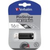Verbatim PinStripe 16GB USB 3.0 Stick Μαύρο