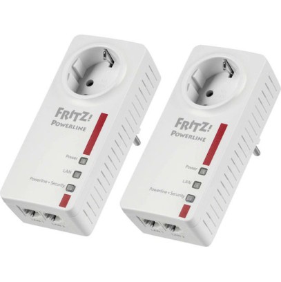 AVM Fritz! 1220E Powerline Διπλού Kit για Ενσύρματη Σύνδεση με Passthrough Πρίζα και 2 Θύρες Gigabit Ethernet