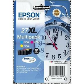 Epson 27XL Γνήσιο Πακέτο 3 Μελανιών Εκτυπωτή InkJet Κίτρινο / Κυανό / Ματζέντα (C13T27154010 C13T27154012)