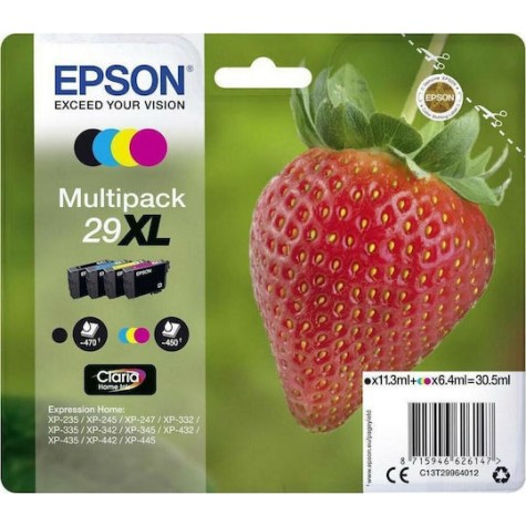 Epson 29XL Γνήσιο Πακέτο 4 Μελανιών Εκτυπωτή InkJet Κίτρινο / Κυανό / Ματζέντα / Μαύρο (C13T29964010 C13T29964012)