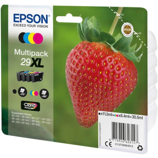 Epson 29XL Γνήσιο Πακέτο 4 Μελανιών Εκτυπωτή InkJet Κίτρινο / Κυανό / Ματζέντα / Μαύρο (C13T29964010 C13T29964012)