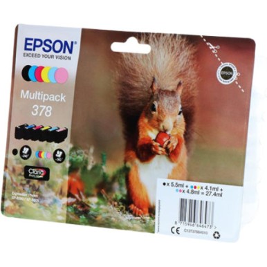 Epson 378 Γνήσιο Πακέτο 6 Μελανιών Εκτυπωτή InkJet Ανοιχτό Κυανό / Ανοιχτό Ματζέντα / Κίτρινο / Κυανό / Ματζέντα / Μαύρο (C13T37884010)