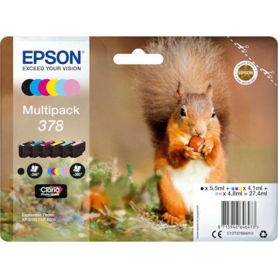 Epson 378 Γνήσιο Πακέτο 6 Μελανιών Εκτυπωτή InkJet Ανοιχτό Κυανό / Ανοιχτό Ματζέντα / Κίτρινο / Κυανό / Ματζέντα / Μαύρο (C13T37884010)