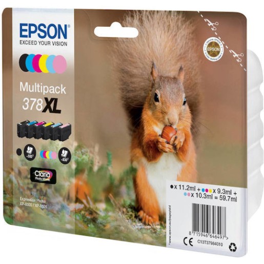 Epson 378XL Γνήσιο Πακέτο 6 Μελανιών Εκτυπωτή InkJet Ανοιχτό Κυανό / Ανοιχτό Ματζέντα / Κίτρινο / Κυανό / Ματζέντα / Μαύρο (C13T37984010)