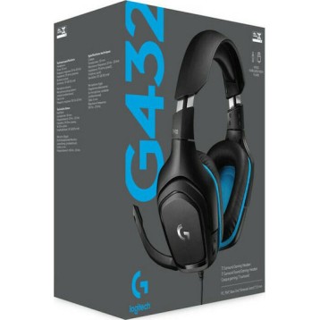 Logitech G432 7.1 Over Ear Gaming Headset με σύνδεση 3.5mm / USB Μπλε