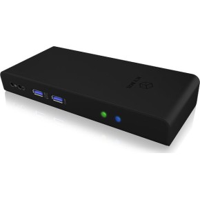 Icy Box USB-C / USB-A Docking Station με HDMI Ethernet και σύνδεση 2 Οθονών Μαύρο (IB-DK2251AC)