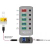 DeLock USB 3.2 Hub 5 Θυρών με σύνδεση USB-A & Θύρα Φόρτισης και Εξωτερική Παροχή Ρεύματος Γκρι