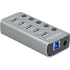 DeLock USB 3.2 Hub 5 Θυρών με σύνδεση USB-A & Θύρα Φόρτισης και Εξωτερική Παροχή Ρεύματος Γκρι