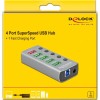 DeLock USB 3.2 Hub 5 Θυρών με σύνδεση USB-A & Θύρα Φόρτισης και Εξωτερική Παροχή Ρεύματος Γκρι