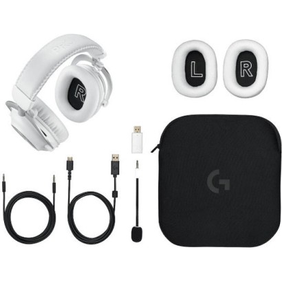 Logitech Pro X 2 Lightspeed Ασύρματα Over Ear Multimedia Ακουστικά με μικρόφωνο και σύνδεση 3.5mm Jack / Bluetooth σε Λευκό χρώμα